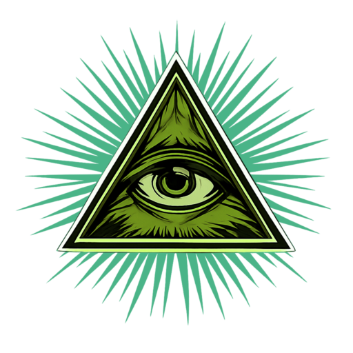 A green all-seeing eye of providence