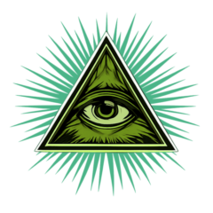 A green all-seeing eye of providence